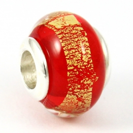 Red Gold Leaf Bead